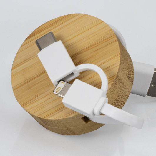 Bamboo Retractable Charging Cables Micro B and Lightning